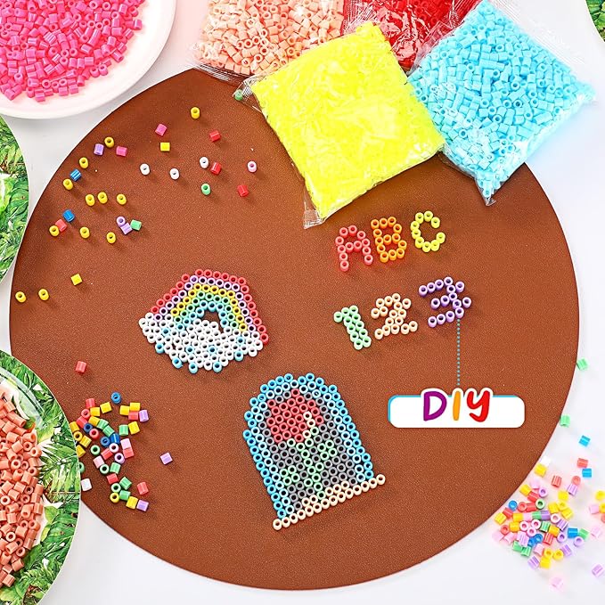 Libima 56000 Pcs 56 Colors Fuse Beads Bulk for Kids Art and Crafts Assorted Iron Beads Set Multicolored for Birthday Gift Bracelet Making Accessories (5mm)