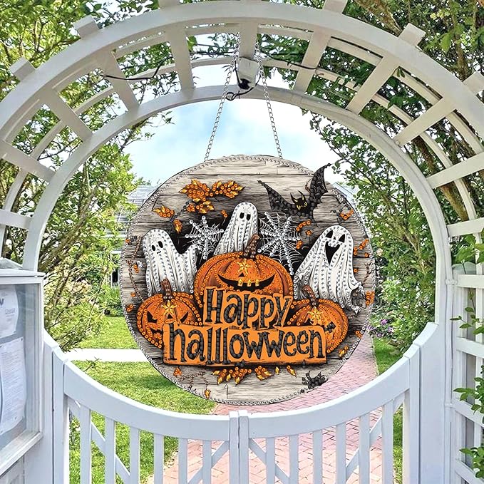 Wergund 5D DIY Halloween Diamond Art Hanging Kits, Hanging Diamond Art Ghost, Acrylic Special Shaped Rhinestone, Window Hanging Pendants for Home Wall Garden Front Door Outdoor Decor Gift(Halloween)