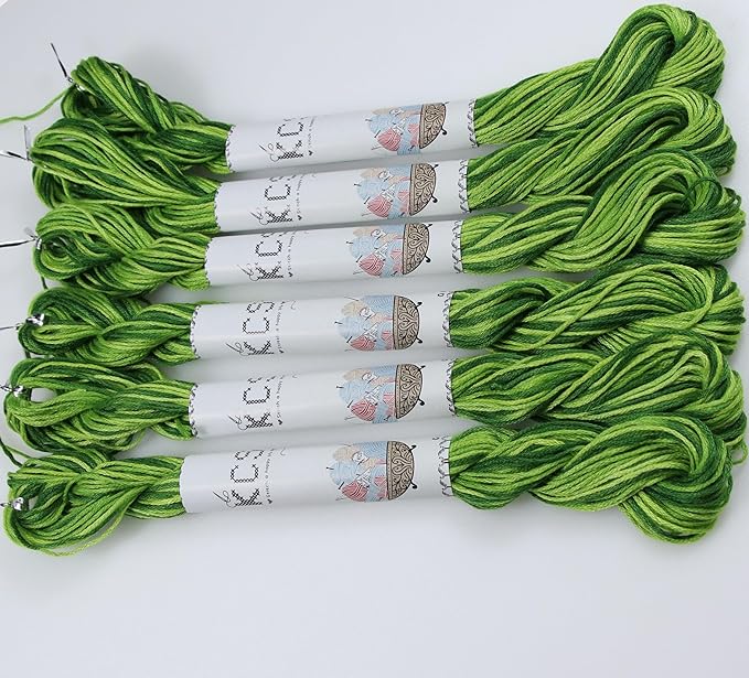 KCS Big skeins of 25 Meters Size 25 Color Variegated Cross Stitch Stranded Threads,6 skeins,92