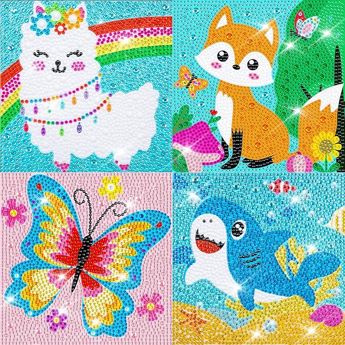 Labeol Diamond Art Kits for Kids Crafts for Girls Ages 6-8-10-12 Easy to DIY Creative Diamond Art Sticker Craft by Numbers Kits for Kids and Adult Beginners (4 Pack Dream)