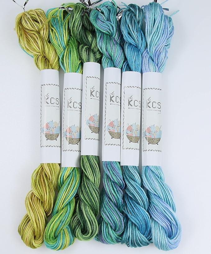 KCS Big skeins of 25 Meters Size 25 Color Variegated Cross Stitch Stranded Threads,6 skeins,15