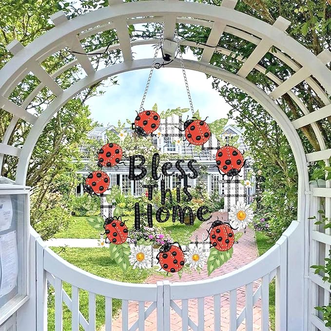 Wergund 5D DIY Bless Diamond Art Hanging Kits, Hanging Diamond Art Flower, Acrylic Special Shaped Rhinestone, Window Hanging Pendants for Home Wall Garden Front Door Outdoor Decor Gift(Bless)