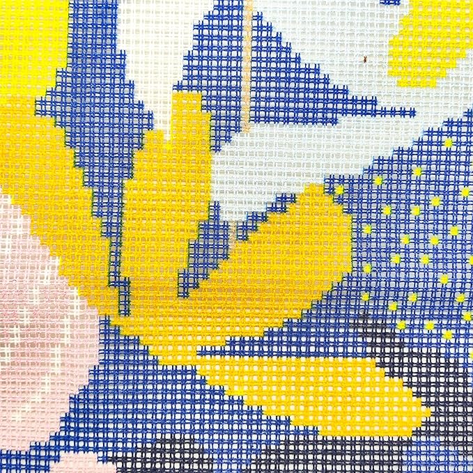 Howie's Needlepoint Needlepoint Kits for Adults, Pillow Front Cross Stitch Kit with Embroidery Pattern on Canvas, Yarn, 2 Needles and Instruction, 16 x 16inch(Jungle Leaves)