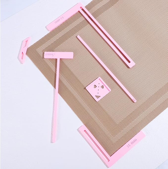6PCS Book Binding Tool, Easy Scrapbooking Tools Kit for Starter, L Ruler + T Ruler + I Ruler + Corner Miter + Eyelet Guiding for Journal, Notebook, DIY Projects, Scrapbooking Bookbinding (Pink)