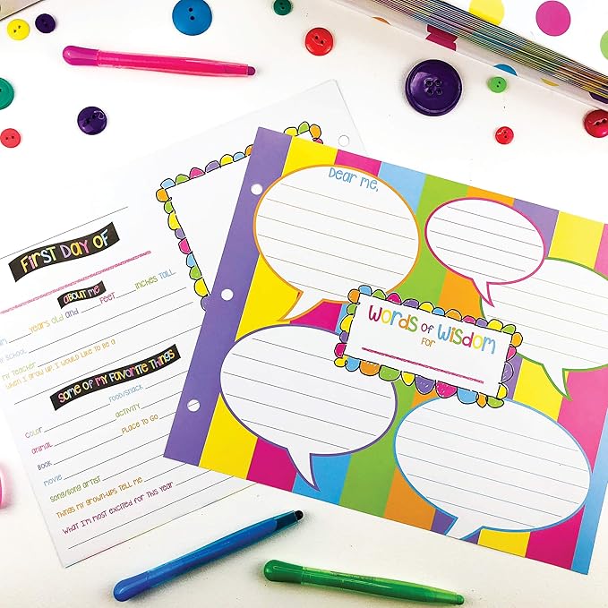 Denise Albright School Memory Scrapbook Refill Extra Pages Kits (Two Grades) for First & Last Day of School for Class Keeper® Memory Keepsake Book for Girls