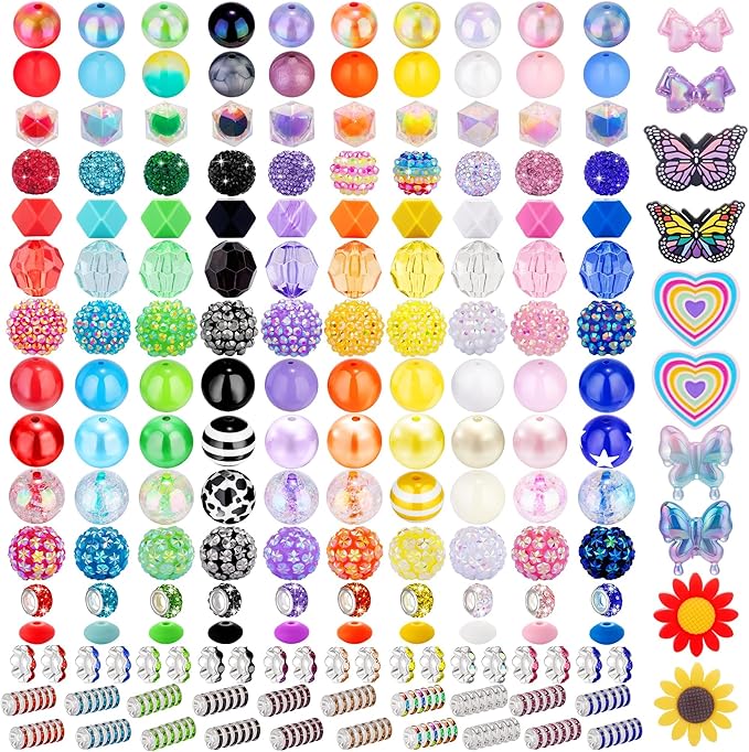280 Pcs Beads for Pens, Bubblegum Beads Mixed Crystal Resin, Bead for Beadable Pen, Perfect for Pen Decorations, Keychains, Bracelets, and Jewelry Making