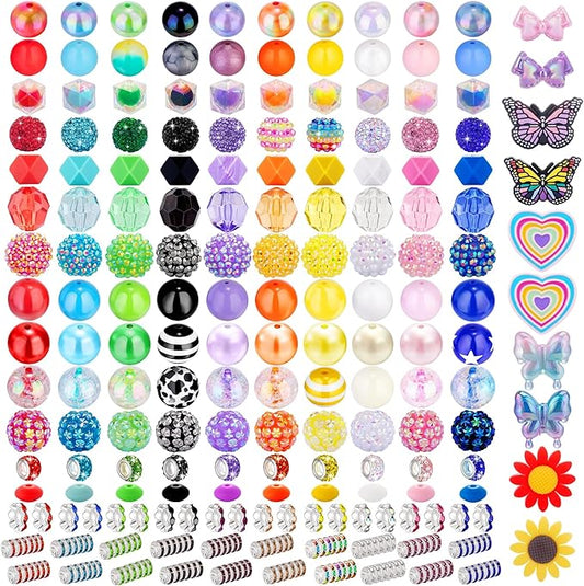 280 Pcs Beads for Pens, Bubblegum Beads Mixed Crystal Resin, Bead for Beadable Pen, Perfect for Pen Decorations, Keychains, Bracelets, and Jewelry Making