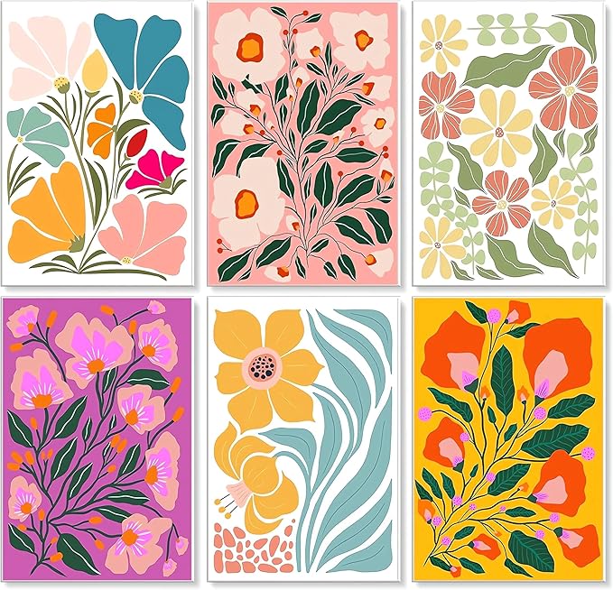 EIBEILI 6 Pack Adult Diamond Painting Set - Flowers Diamond Painting Set, 5D Diamond Painting, DIY Full Diamond Painting Gemstone Craft 11.8x15.7 inches