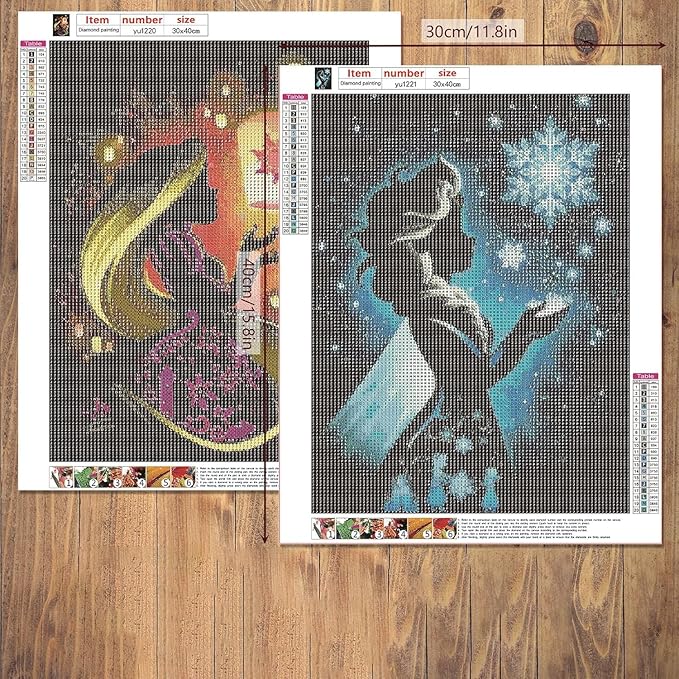 KEYRANKE 2 Pack Princess Diamond Painting Kits for Adults 5D DIY Diamond Art Kit Paint with Round Full Drill Diamonds for Beginners Gem Paintings Art for Home Wall Decor Gifts (30X40 cm)