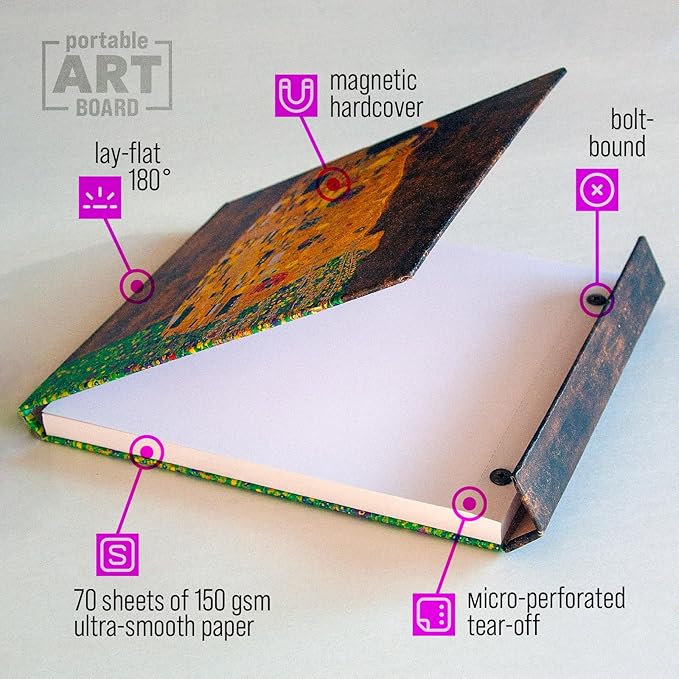 Magnetic Hardcover Drawing Pad – 9x12 in (A4) Ultra-Smooth Thick Marker Paper 150 GSM, 70 Tear-Out Sheets, Sketch Pad for Pen and Ink, Artist Sketch Book (The Kiss)