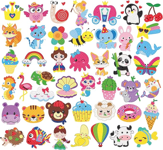Labeol Diamond Art Kits for Kids Boys and Girls Ages 6-8-10-12 Easy to DIY Creative Diamond Art Sticker Craft by Numbers Kits for Kids and Adult Beginners (Colorful)