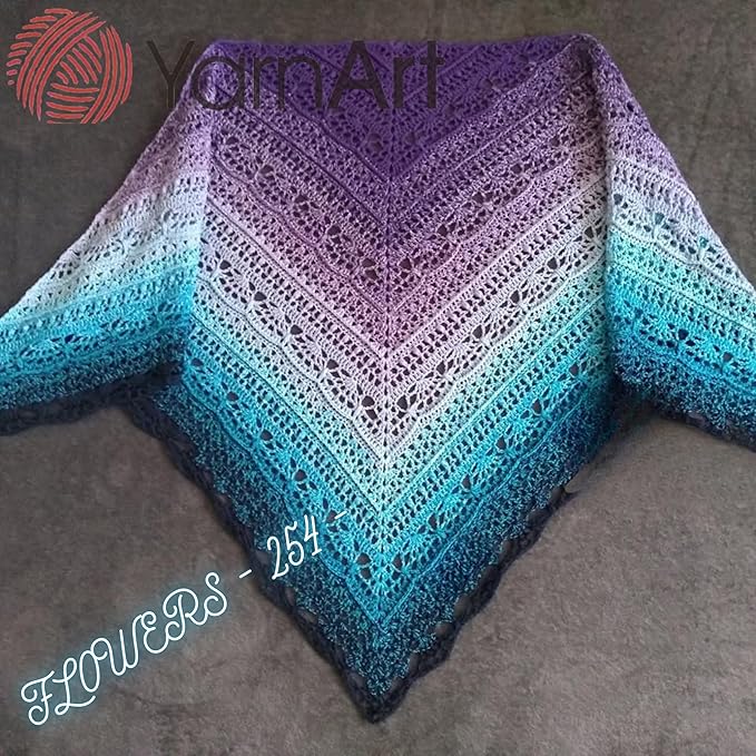 YarnArt Flowers – Gradient Cotton Acrylic Blend, 250g (8.8 oz), 1094 yds, Lightweight Sport Yarn for Crochet, Knitting, Shawls, Summer Projects (254)