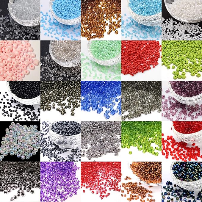 Perlin Glass Seed Beads 4mm 6/0 Round 1100pcs Mini Small Pony Spacer Beads Kit for Jewelry Making Earrings Bracelets Pendants Waist DIY Handmade (Green Silver Lined)