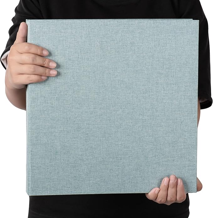 Large Photo Album Self Adhesive 4x6 5x7 3x5 8.5x11 Scrapbook Magnetic Album DIY Scrap Book Length 13 x Width 12.8 (Inches) 120 Sticky Pages Linen Cover DIY Photo Album (Green)