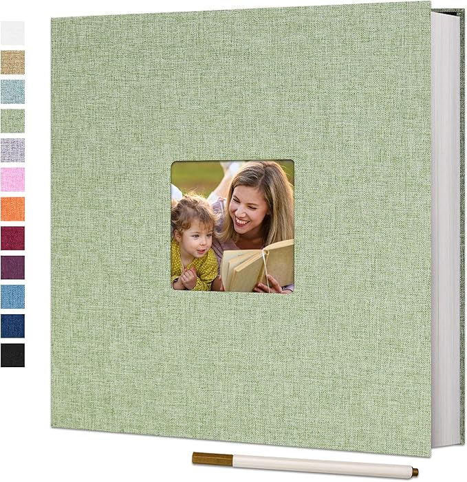 Vienrose Large Photo Album Self Adhesive for 4x6 8x10 Pictures Linen Scrapbook Album DIY 40 Blank Pages with A Metallic Pen