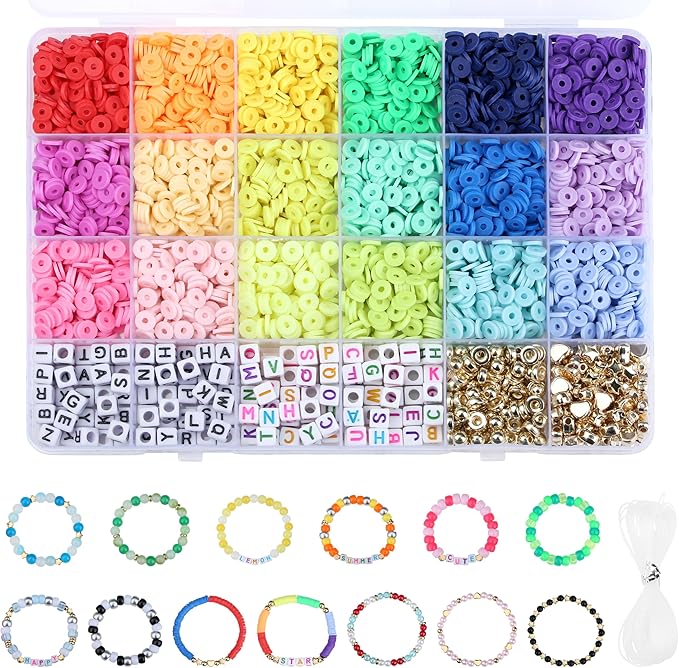 Clay Beads Bracelet Making Kit Clay Beads for Friendship Bracelets Kit 6mm Beads for DIY Crafts