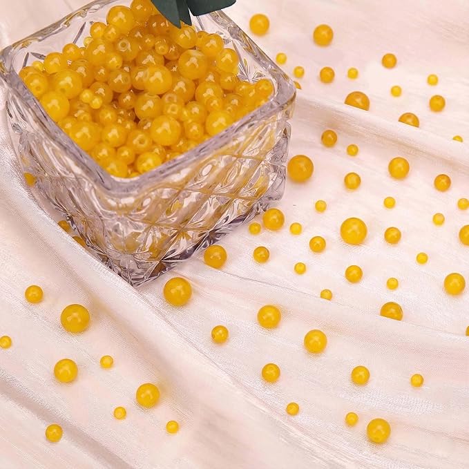 200PCs 8mm Yellow Jade Glass Beads Bulk, Round Smooth Hole Glass Crystal Beads for Jewelry Making, DIY Bracelets, Necklaces, Bag Charms, Keychains and Craft Projects