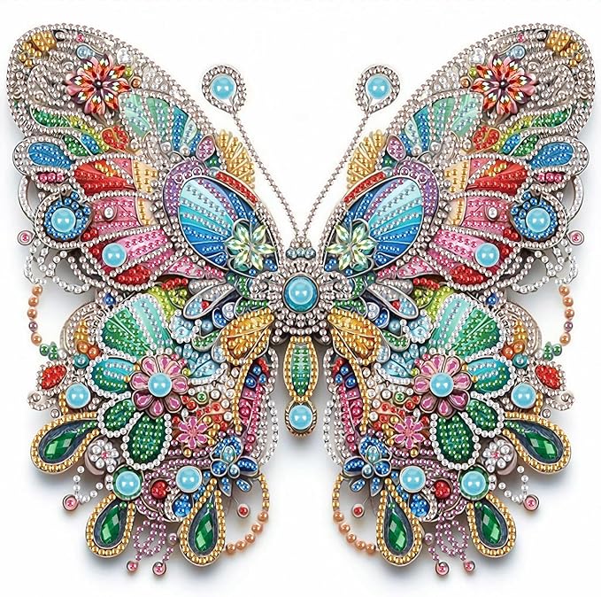 LazyFold Diamond Art Painting Kits for Adults, DIY Butterfly 5D Special Shape Diamond Art Kits, Crystal Rhinestones Diamond Gem Art Painting for Home Wall Decoration 12×12inch