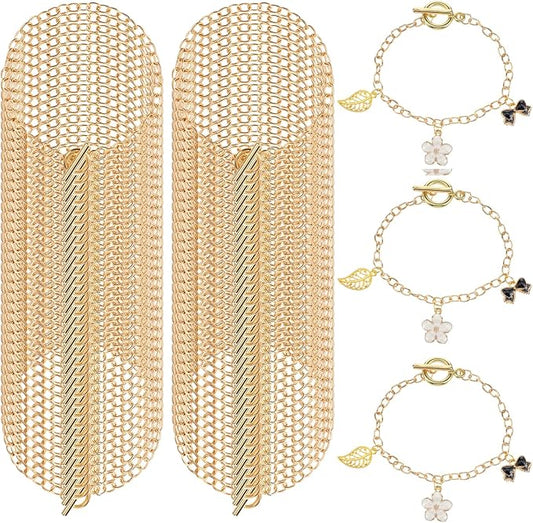 120 Pcs Bracelet Chain Gold Link Bracelet Chains for Jewelry Making Bracelets Bulk with Clasps for Women DIY Bracelets Jewelry Making Crafts 7.87inch