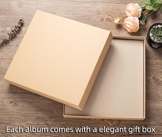 Super Large Photo Album Self Adhesive Scrapbook for 4×6 5×7 8×10 10×12 or Bigger Pictures DIY Magnetic Beige DIY Linen Cover Album 80 Sheets/160 Pages