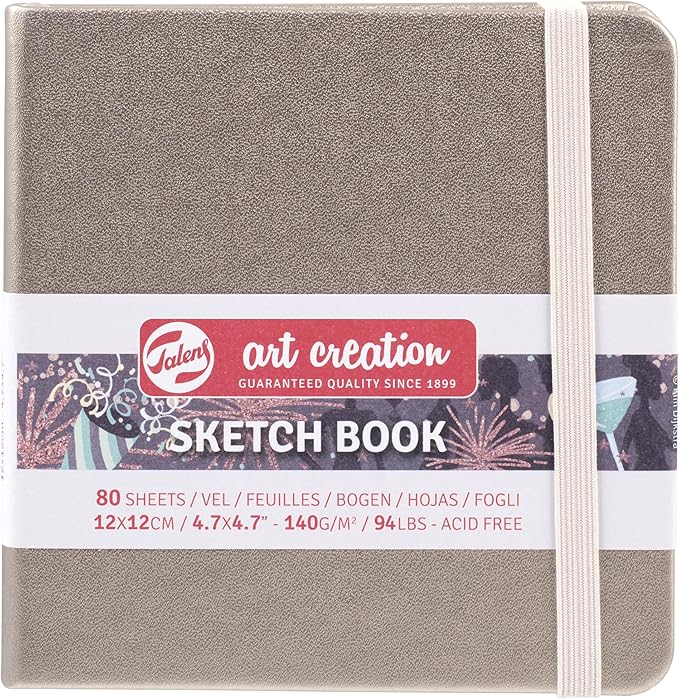 Talens Art Creation T9314-244M 454500 Talens Art Creation Sketchbook, Drawing Notebook, 4.7 x 4.7 inches (12 x 12 cm), Pink Champagne, Thickness 4.9 oz/yd², Fine Acid-Free Paper, 80 Sheets