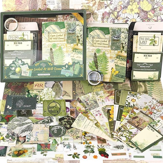 Funto Scrapbooking Kit(123 PCS), Warm Mail Series-Mushroom in The Wind, Perfect for Bullet Scrapbooking Materials, Planner DIY Arts Craft Collage