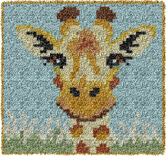 YP Latch Hook Rug Kits for Adults,Crochet Yarn Pre-Printed Cushion Embroidery Needlework Carpet DIY Tapestry Rug Making Kit for Family Decoration 12X12inch(Giraffe)