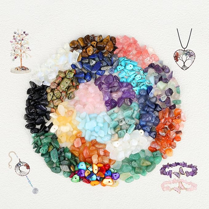 LAIDANLA Jewelry Making Supplies Kit for Adults 1612 Pcs Irregular Natural Stone Gemstone Chip Beads Jewelry Making Kits for Women 20 Colors Jewlery Kit for Craft DIY Bracelet Earring Ring Gifts