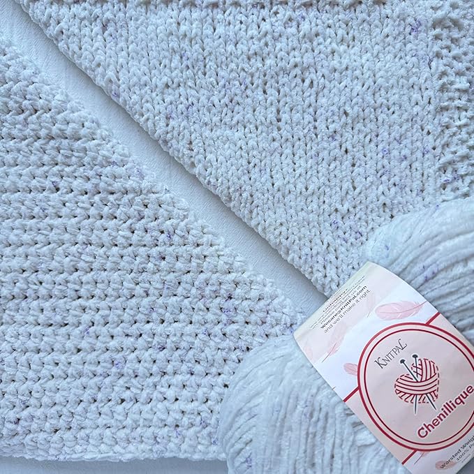 Chenillique Velvet Chenille Yarn for Crocheting, 4-Pack (856Yds / 400G), Free Patterns, Beginners Friendly - Soft Baby Yarn for Knitting Baby Blanket - #4 Medium Worsted Weight - Snow Patels