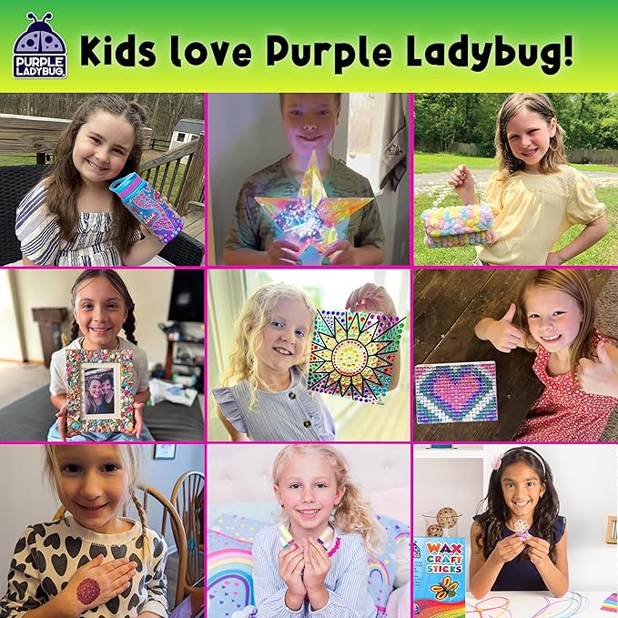 PURPLE LADYBUG Scratch Art for Kids - 150 Rainbow Scratch Art Mini Notes Arts and Craft Supplies, Crafts for Kids Ages 4-12, Mothers Day Note Cards, Kid Summer Activities for Camping & Summer Crafts