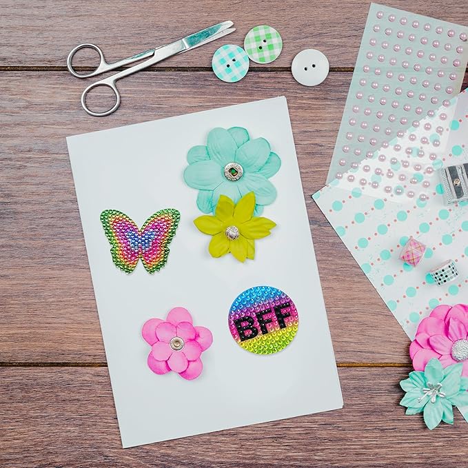 stickerbeans® rhinestone stickers – whimsical 4-pack, 2” x 2” unique sparkly cut-to-shape for collecting, trading, decorating laptops, phone cases, scrapbooks, kids, teens, & adults
