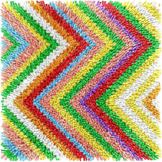 Manzapu Latch Hook Kits for Adults Beginner, 12x12 inch - 30x30 cm Cute Small Shaggy Rug Making Kits with Pre-Cut Yarn, Coded Canvas ＆ Crochet Hook Tool - Relaxing DIY Craft Gift