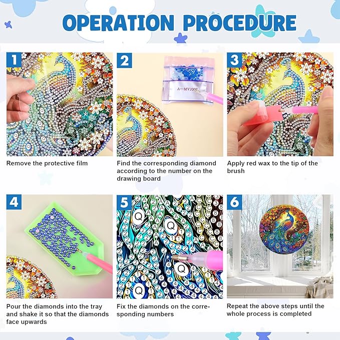 MAXBYE Hanging Diamond Art Painting Kits for Adults Beginners Peacock Animal, DIY 5D Special Shaped Crystal Painting Diamond Kits Hanging Ornament for Gift Home Wall Door Decor