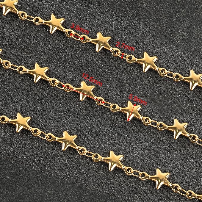 UMAOKANG 5 Meters Gold Plated Chains Bulk Stainless Steel Chain for Jewelry Making Star Craft Decoration Chain Roll
