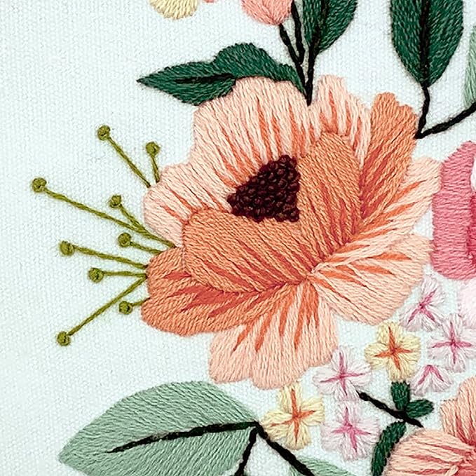 DUTCH STITCH BROTHERS Wildflower Embroidery Starter Kit with Pattern and Instructions. Stamped Embroidery Kits with Embroidery Clothes with Pattern. 6" Embroidery Hoop