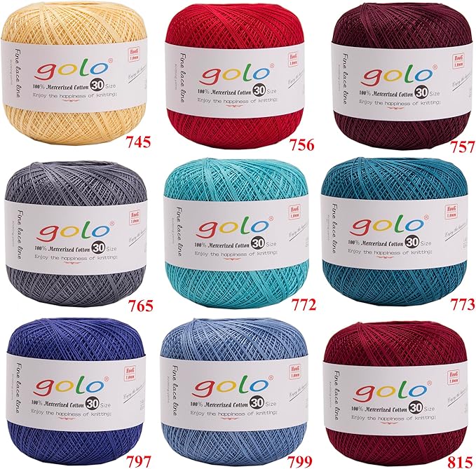 golo Crochet Thread Size 30 Yarn for Hand Knitting Silver Grey 196