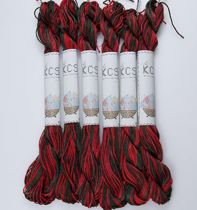 KCS Big skeins of 25 Meters Size 25 Color Variegated Cross Stitch Stranded Threads,6 skeins,4519