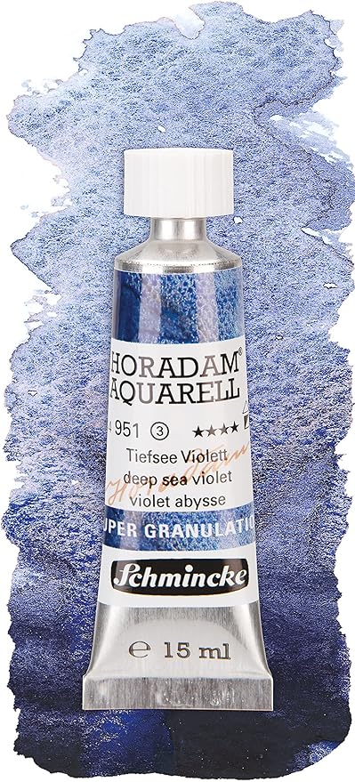 Schmincke - HORADAM® AQUARELL, Super- Granulation Set Deep Sea, 5 x 15 ml tubes, 74 841 097, wooden box, very strong supergranulating watercolor paints
