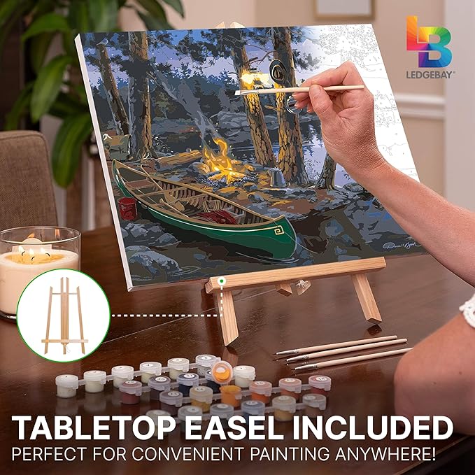 Ledgebay DIY Paint by Numbers Kit for Adults Framed Canvas: Beginner to Advanced Paint by Numbers Kit, Kits Include Acrylic Paint Set Brushes Tabletop Easel (Summer's Song 16" x 20" Framed)
