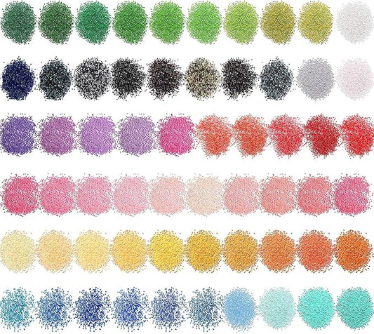 60000 Pcs 60 Color Rhinestones Diamond Painting Beads Flat Bottom Round Resin Beads Art Replacement Diamonds for DIY Craft Diamond Painting Accessories(Novel Color)