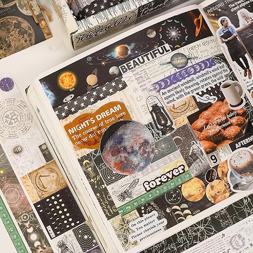 Vintage Washi Tape Set - 24 Rolls Arts Adhesive Tapes Assorted Retro Decorative Masking Tape Sets for Craft, Kids, Scrapbook, DIY, Gift Wrapping (11-Celestial Dreams)