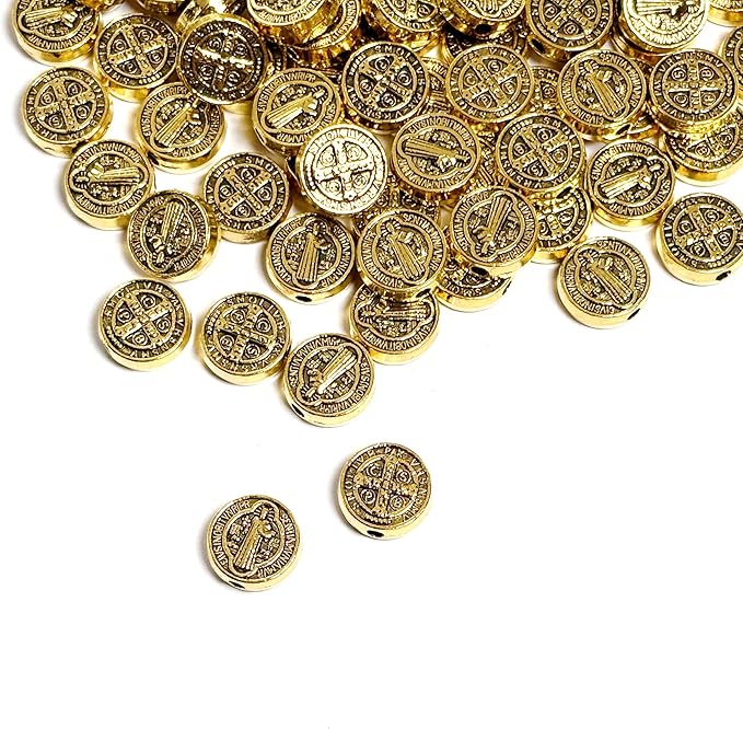100pcs 6mm Silver Jesus Cross Beads for DIY Jewelry, Catholic Religious Bead Accessories, Rosary Bracelet Necklace Making, Engraved Zinc Alloy Cross, Craft Supplies