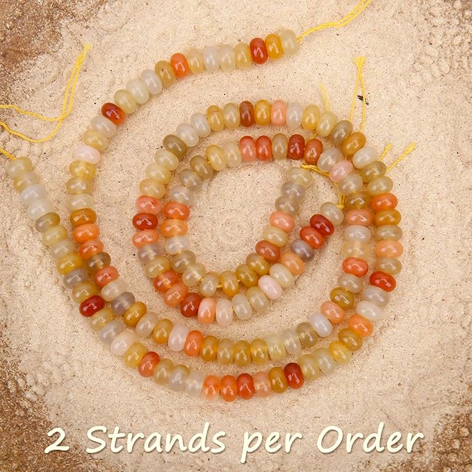 2 Strands (150PCs) Natural Golden Silk Jade Rondelle Beads, 5 * 8mm Gemstone Loose Spacer Abacus Disk Beads for DIY Bracelet Necklace Earrings Jewelry Making, Craft Supplies Beading Kit
