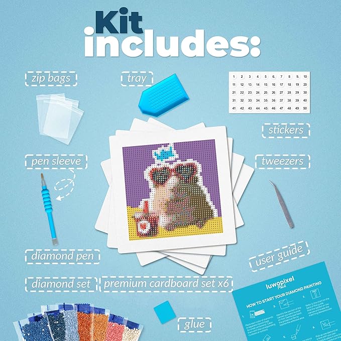 LuwoArte 14 Pack Diamond Painting Kits for Adults – Funny Meme Animals 2.0 – Full Drill DIY Paint Gem Art for Adults – Brilliant 5D Diamond Painting Kit – Relaxing Craft for Home Wall Décor