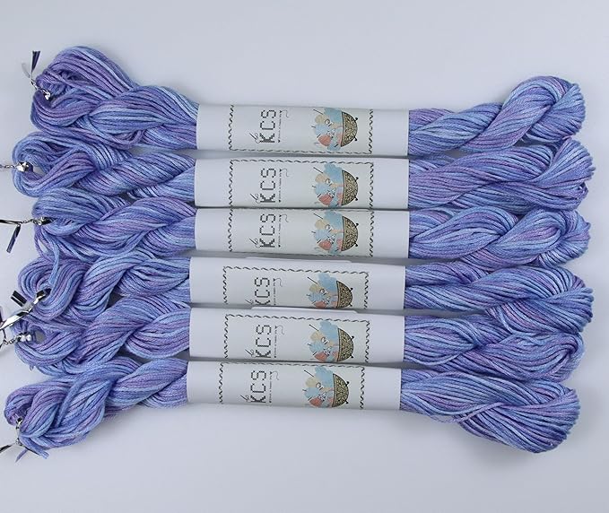 KCS Big skeins of 25 Meters Size 25 Color Variegated Cross Stitch Stranded Threads,6 skeins,4220