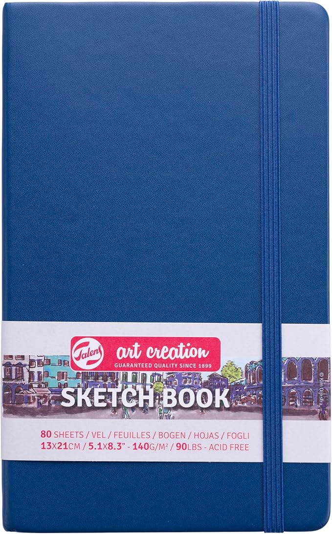 Talens Art Creation T9314-232M 452191 Talens Art Creation Sketchbook Drawing Notebook 5.1 x 8.3 inches (13 x 21 cm), Navy Blue