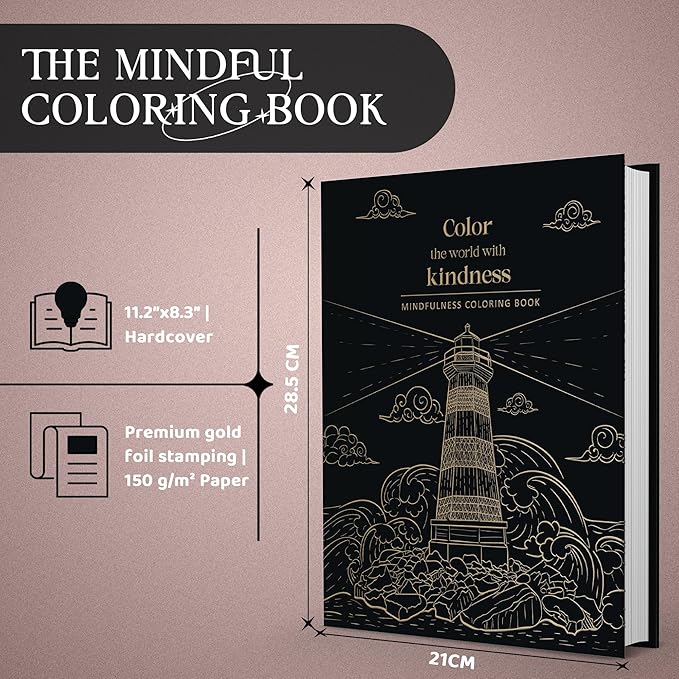 BIROYAL XXL Adult Coloring Book for Women 11.2”x8.3” - 100 Patterns Coloring Books for Adults Relaxation - Mindfulness & Personal Growth Prompts - Anxiety, Stress Relief & Relaxation Gifts for Women