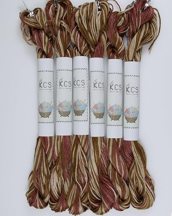 KCS Big skeins of 25 Meters Size 25 Color Variegated Cross Stitch Stranded Threads,6 skeins,4140