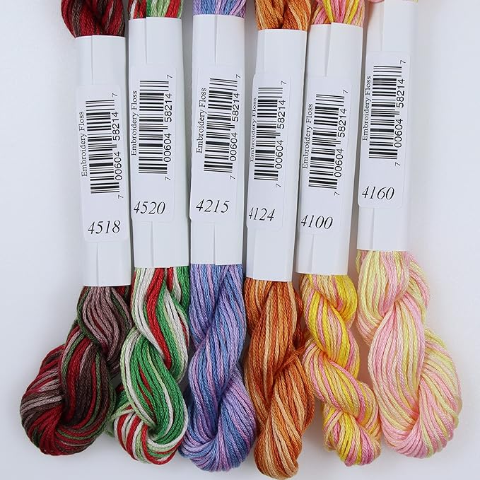 KCS Big skeins of 25 Meters Size 25 Color Variegated Cross Stitch Stranded Threads,6 skeins,10