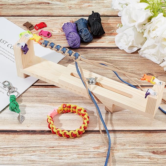 PH PandaHall Jig Bracelet Maker, Wristband Maker with 8 Parachute Cords and 8 Quick Release Buckles Adjustable Length Braiding Weaving Tool for Bracelets Jewelry Making